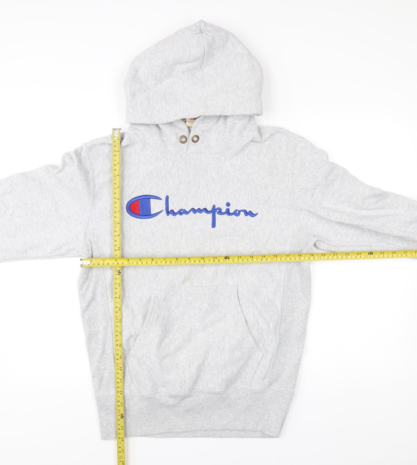 Champion Men Grey Pullover Hoodie Medium Logo Sportswear