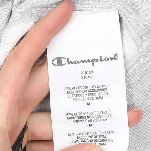 Champion Men Grey Pullover Hoodie Medium Logo Sportswear