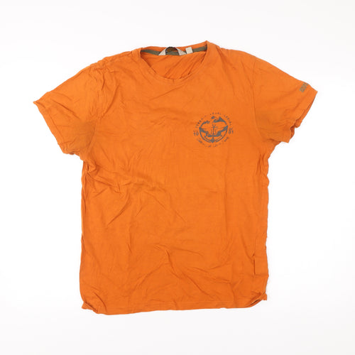Regatta Mens Orange Nautical Graphic T-Shirt Size S Cotton Crew Neck