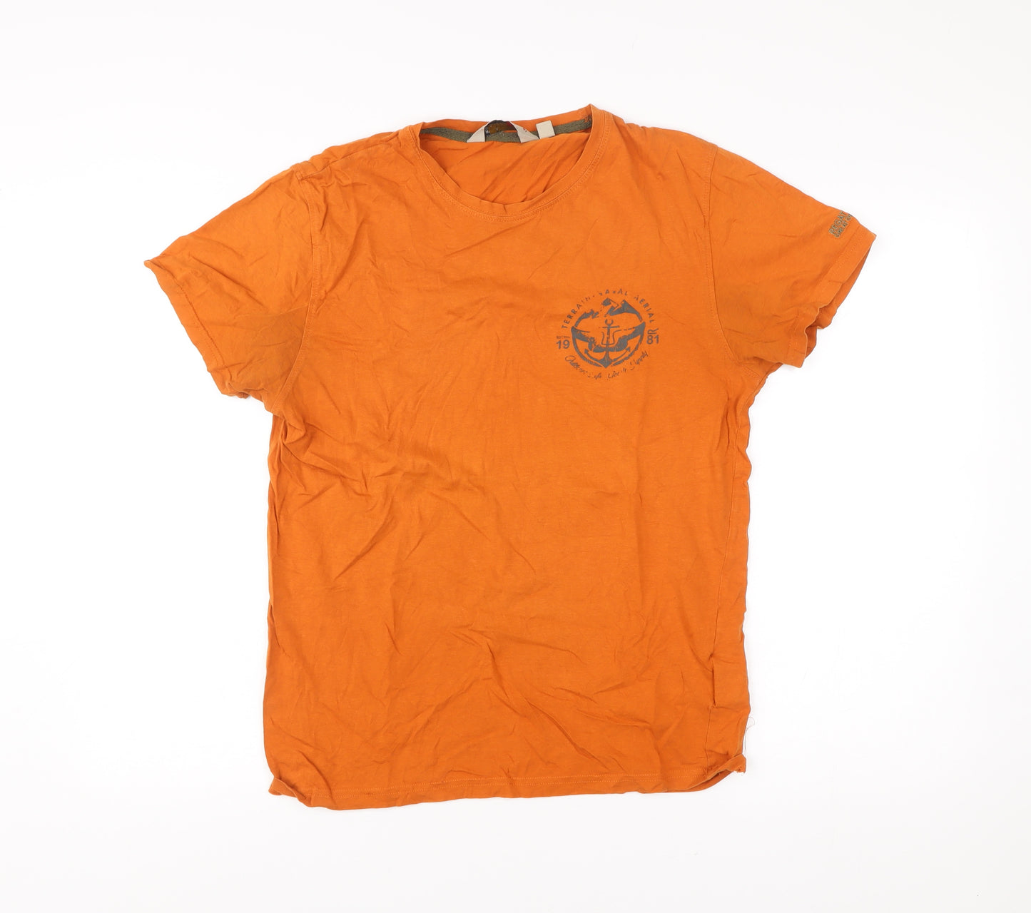 Regatta Mens Orange Nautical Graphic T-Shirt Size S Cotton Crew Neck