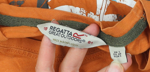Regatta Mens Orange Nautical Graphic T-Shirt Size S Cotton Crew Neck