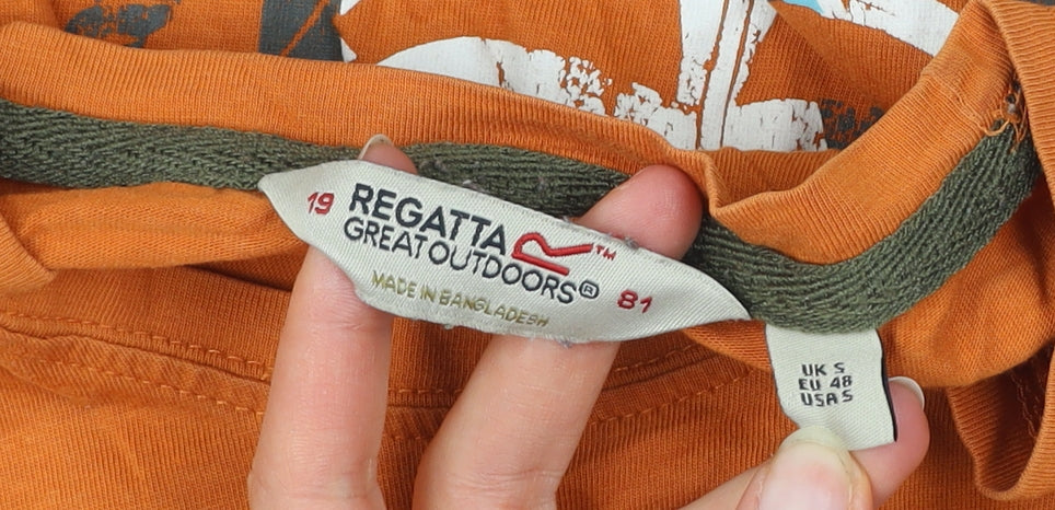Regatta Mens Orange Nautical Graphic T-Shirt Size S Cotton Crew Neck