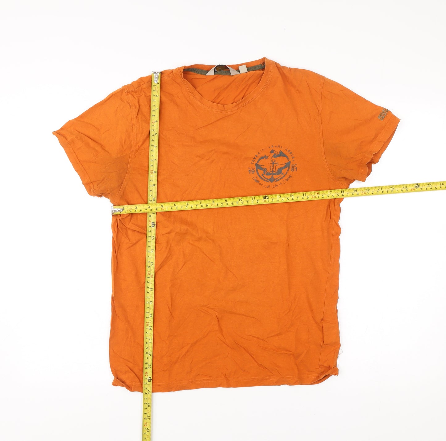 Regatta Mens Orange Nautical Graphic T-Shirt Size S Cotton Crew Neck