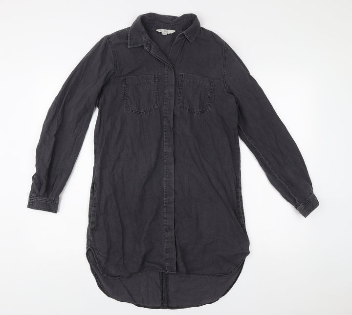 French Connection Womens Black Size 6 Shirt Dress Long Sleeve Casual