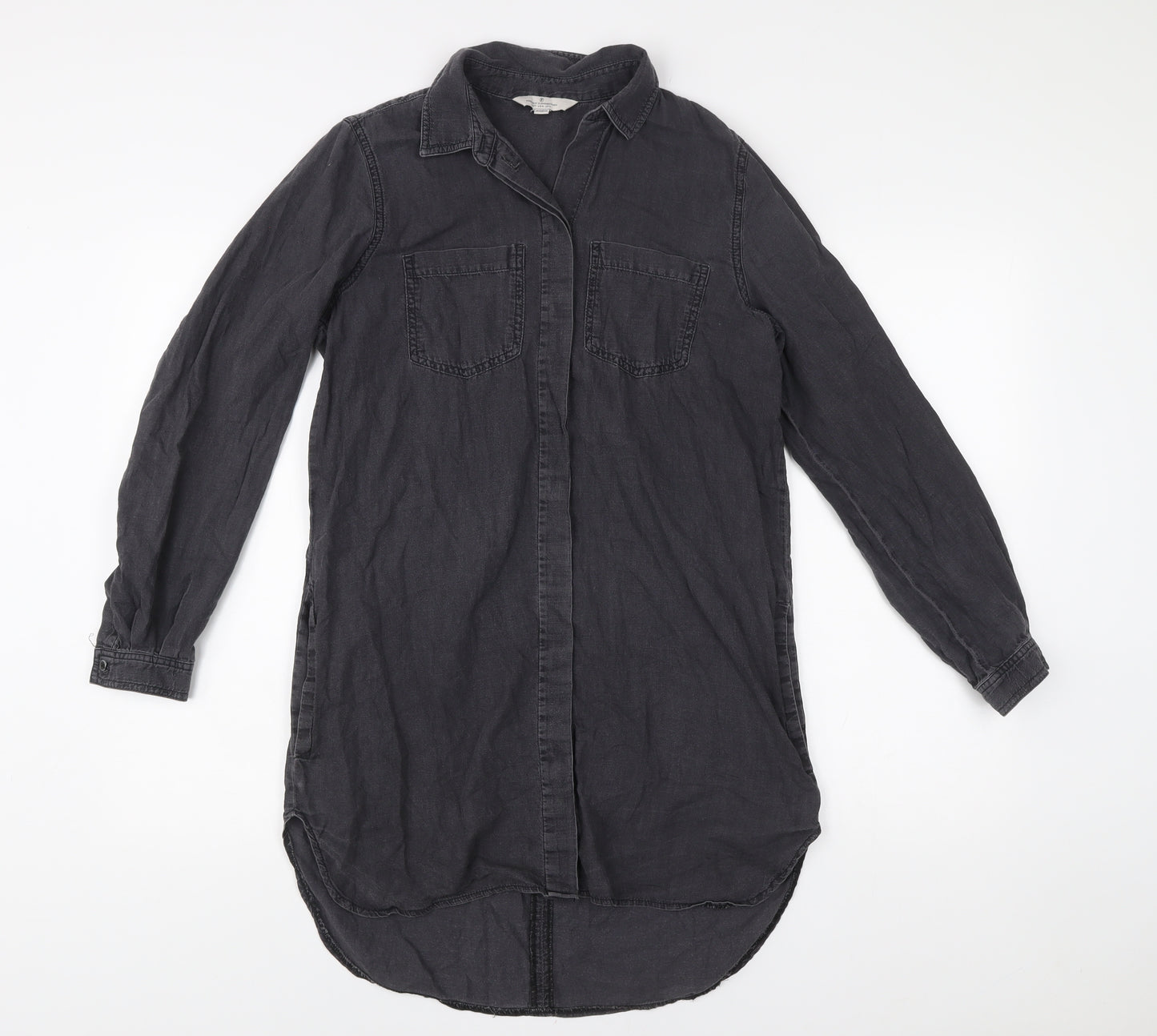 French Connection Womens Black Size 6 Shirt Dress Long Sleeve Casual