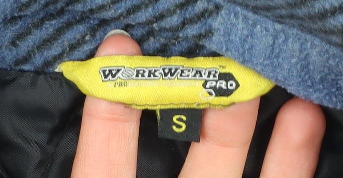 Workwear Pro Men’s Blue Check Flannel Jacket Size S Polyester Workwear