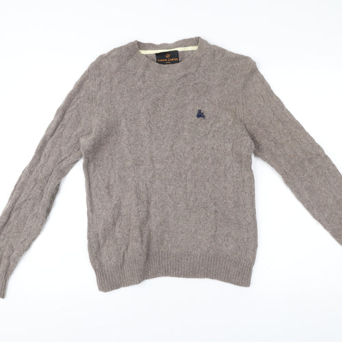 Simon Carter Men Beige Wool Blend Cable Knit Pullover Jumper S