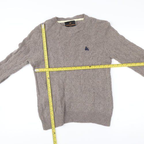 Simon Carter Men Beige Wool Blend Cable Knit Pullover Jumper S