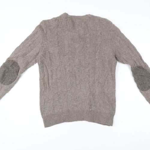 Simon Carter Men Beige Wool Blend Cable Knit Pullover Jumper S