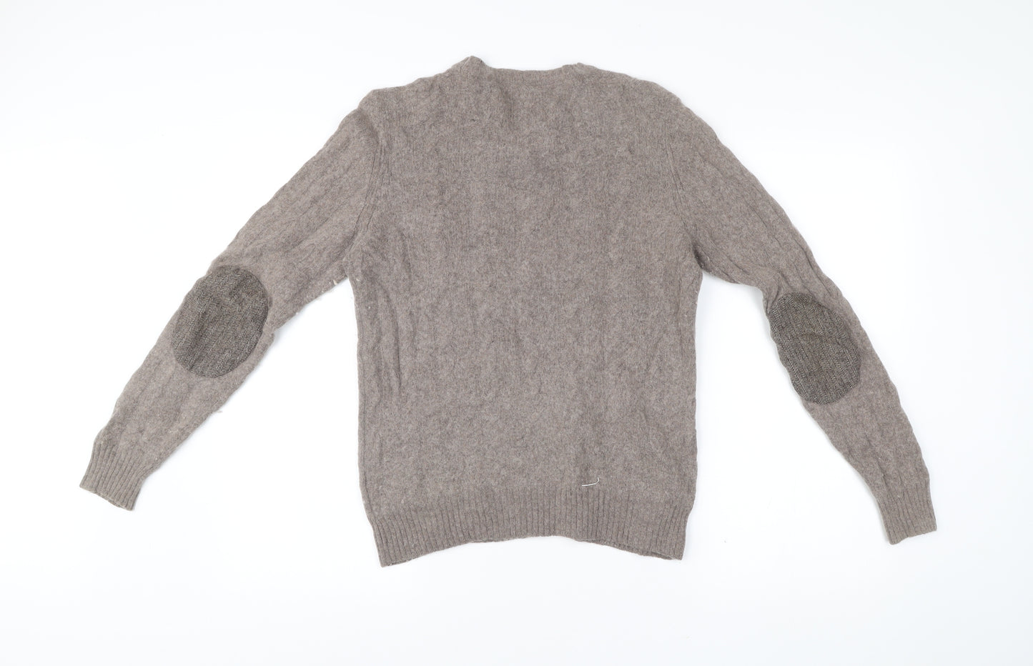 Simon Carter Men Beige Wool Blend Cable Knit Pullover Jumper S