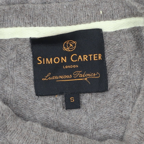Simon Carter Men Beige Wool Blend Cable Knit Pullover Jumper S