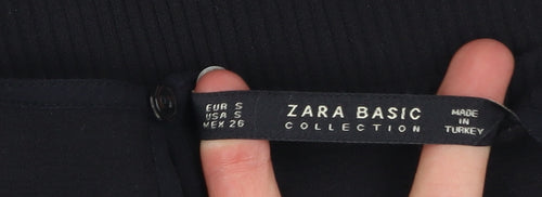 Zara Women’s Black White Colourblock Cotton Blouse Tunic Top Size S