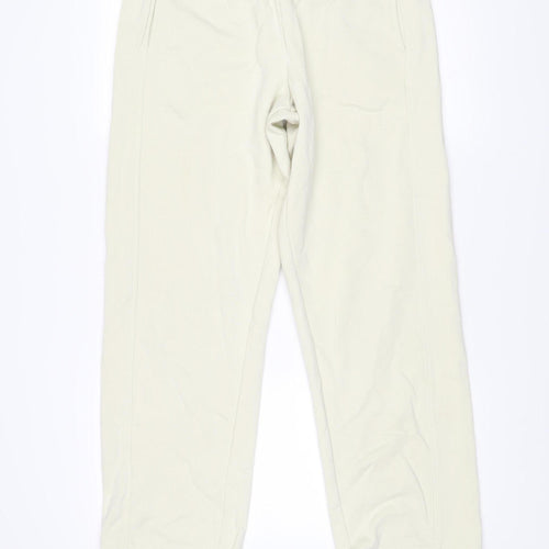 MNG Women Ivory Sweatpants L Cotton Blend Elastic Waist