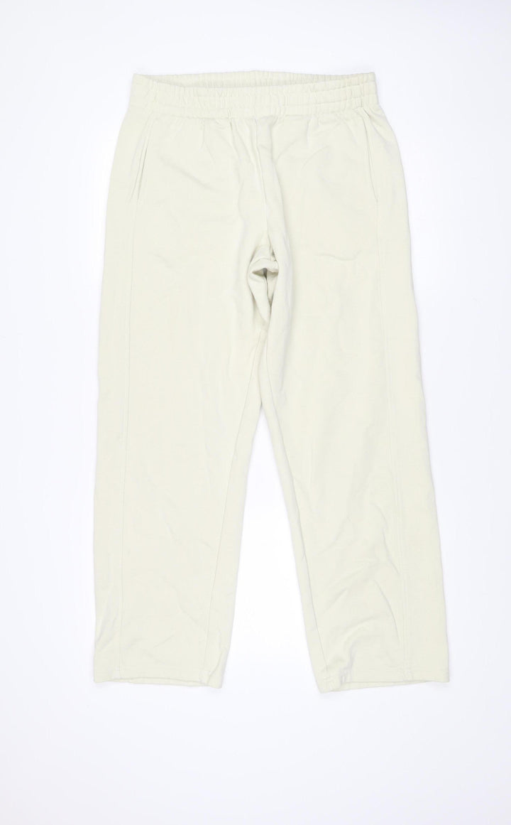 MNG Women Ivory Sweatpants L Cotton Blend Elastic Waist