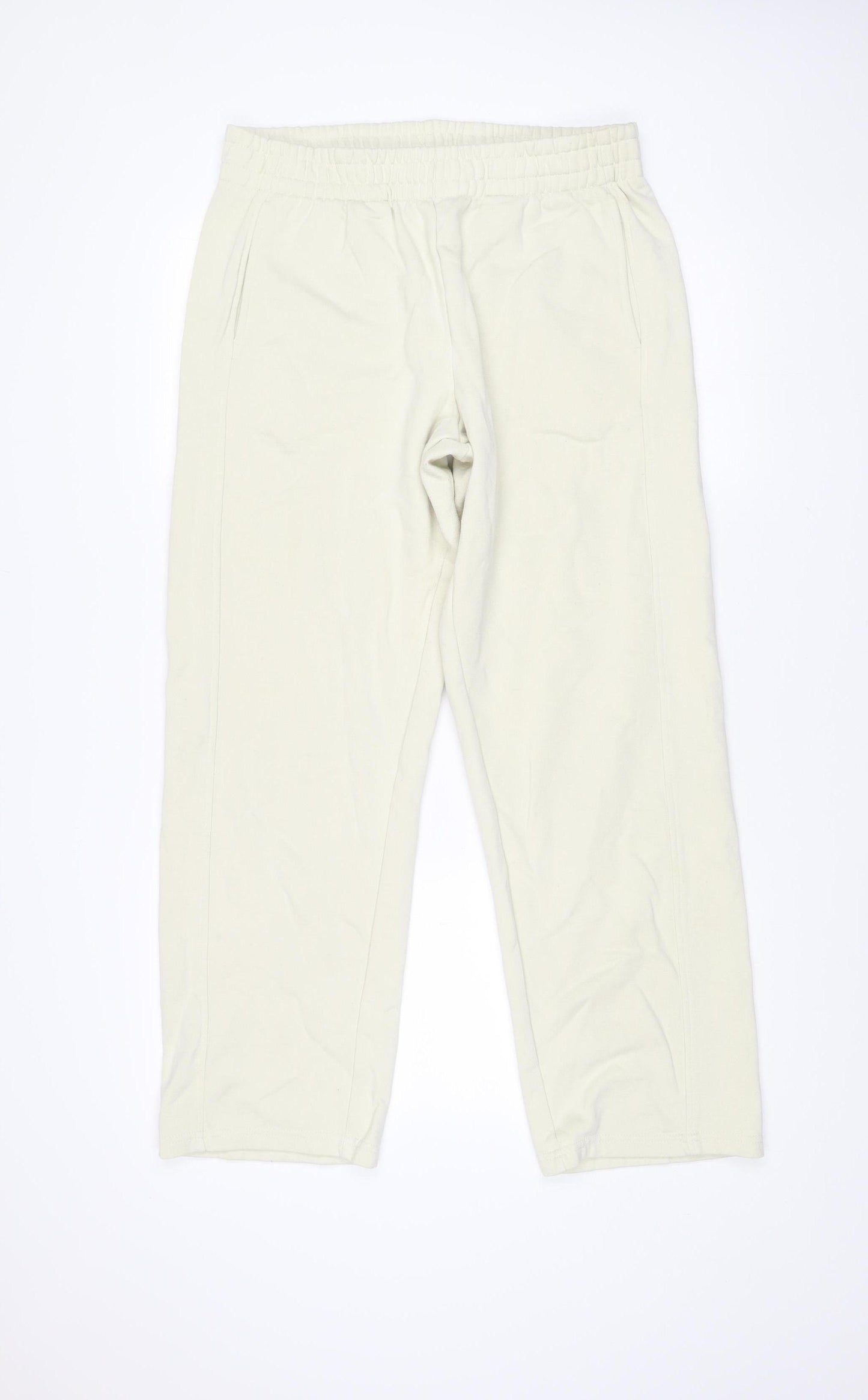 MNG Women Ivory Sweatpants L Cotton Blend Elastic Waist