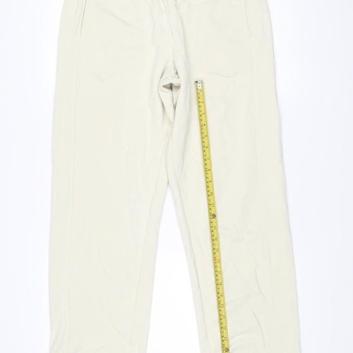 MNG Women Ivory Sweatpants L Cotton Blend Elastic Waist