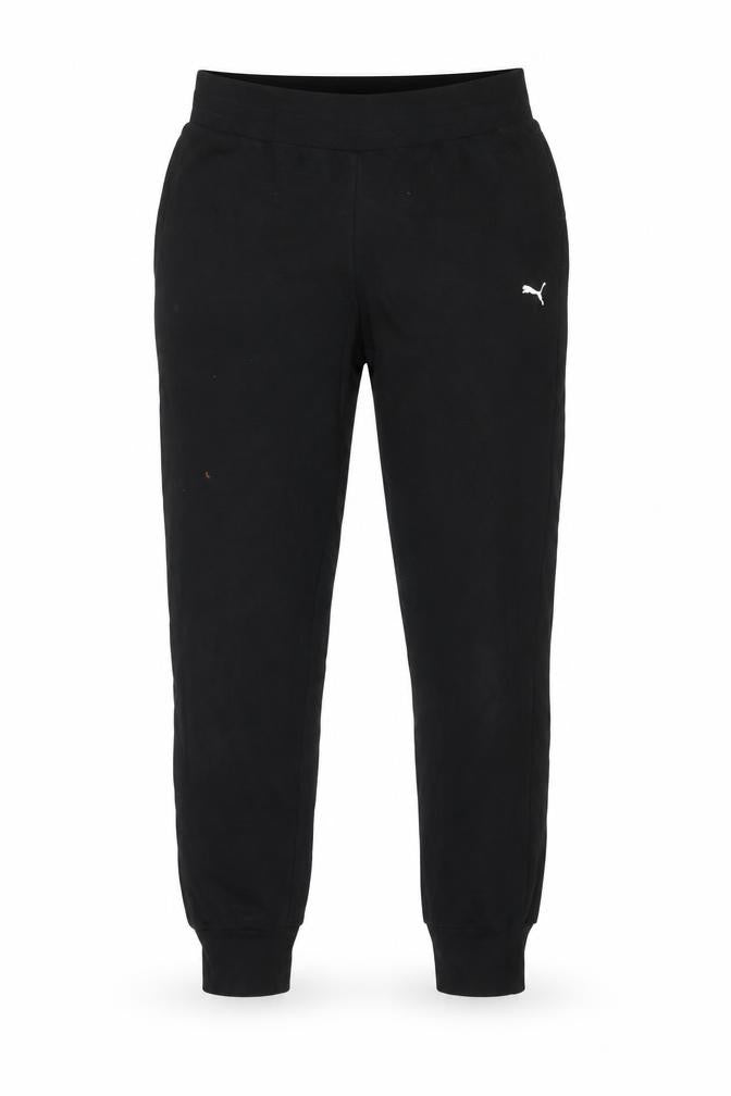 Front view of Puma Men's Black Jogger Sweatpants, size S, Regular Fit Tapered