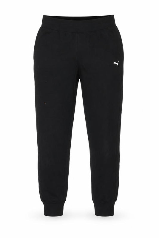 Front view of Puma Men's Black Jogger Sweatpants, size S, Regular Fit Tapered