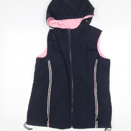 Cotton Traders Womens Blue Hooded Waistcoat Size 14 Outdoor Zip
