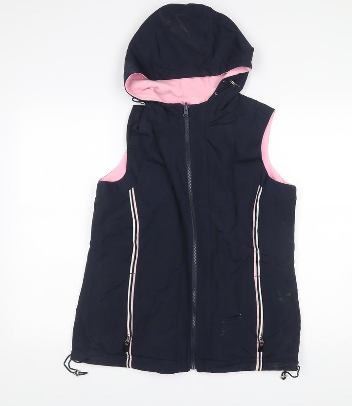 Cotton Traders Womens Blue Hooded Waistcoat Size 14 Outdoor Zip