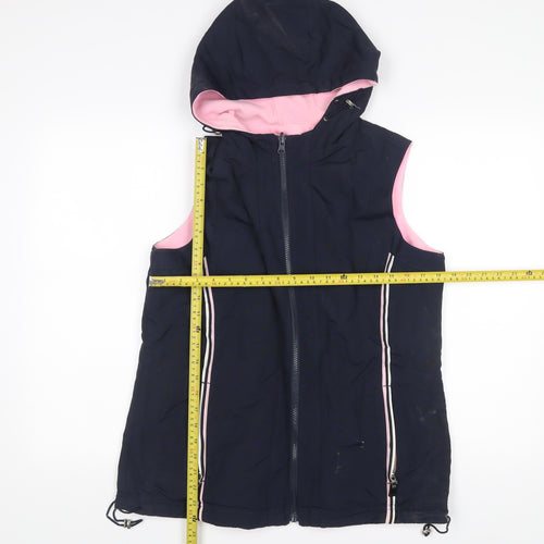 Cotton Traders Womens Blue Hooded Waistcoat Size 14 Outdoor Zip