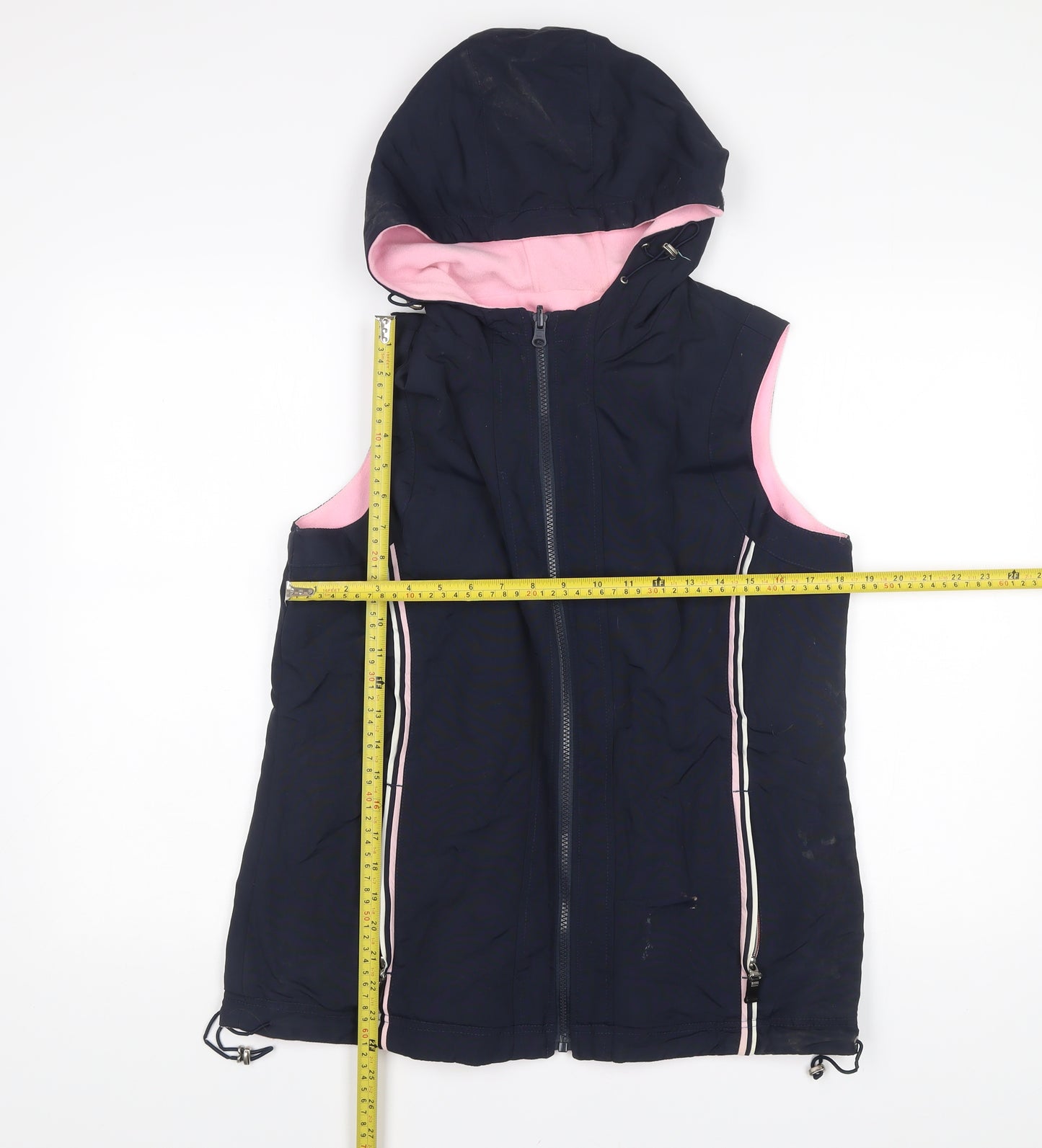Cotton Traders Womens Blue Hooded Waistcoat Size 14 Outdoor Zip