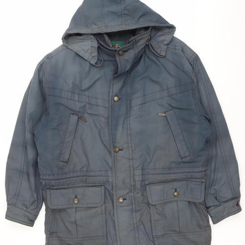 Baracuta Men's Blue Parka Jacket Size 40 Regular Hooded Lined