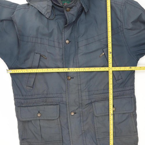 Baracuta Men's Blue Parka Jacket Size 40 Regular Hooded Lined