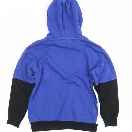 H&M Boys Blue Black Colourblock Pullover Hoodie 9-10Y Cotton Blend