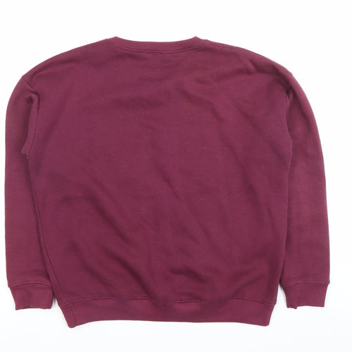 Lasula Womens Red Pullover Sweatshirt Size 12 Logo Print Crew Neck