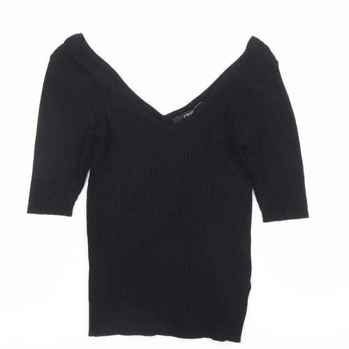 Next Women’s Black Slim Fit V-Neck Knit Blouse Size 8