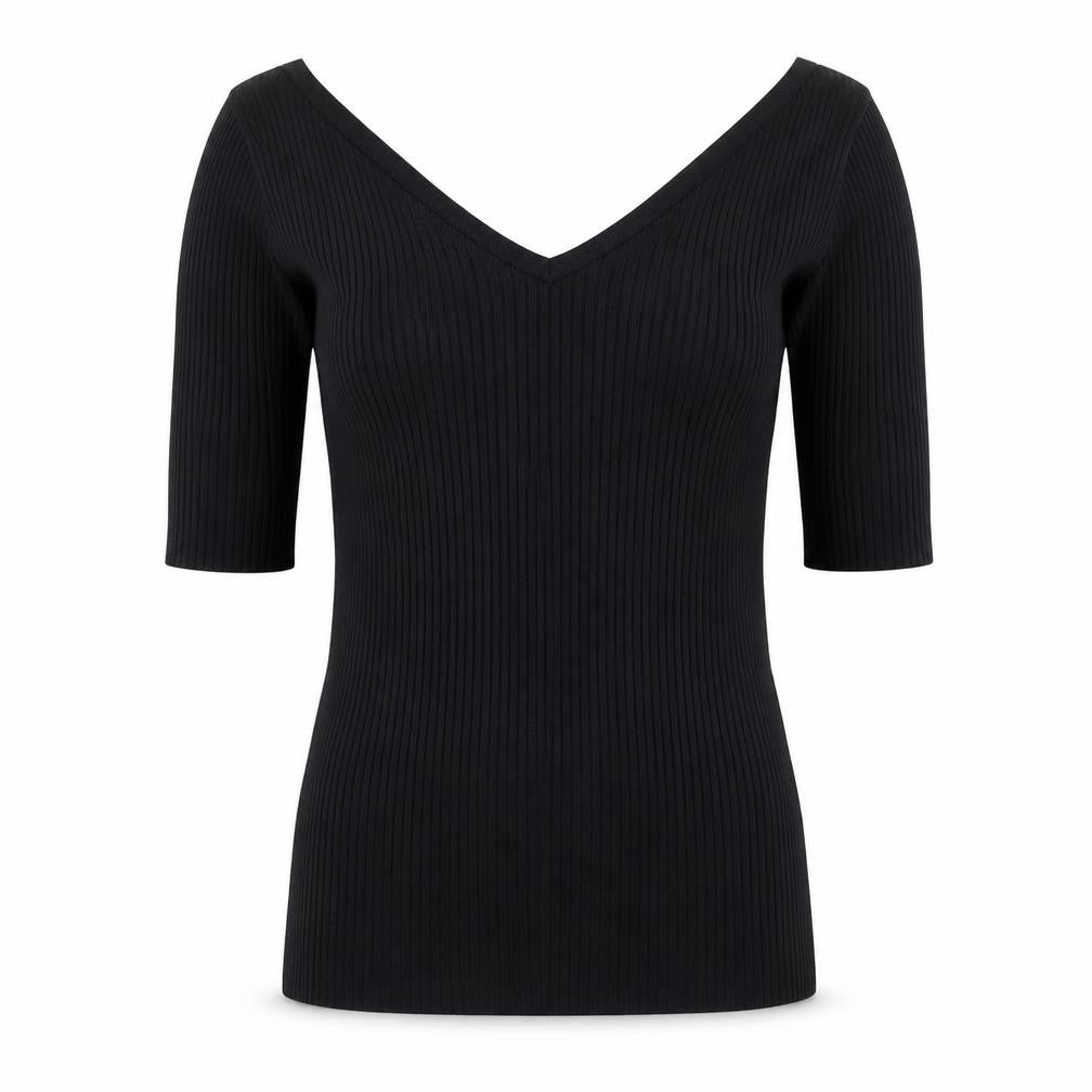 Next Women’s Black Slim Fit V-Neck Knit Blouse Size 8