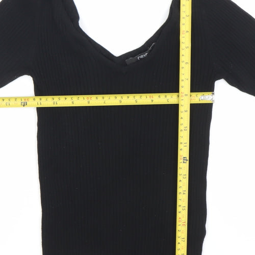 Next Women’s Black Slim Fit V-Neck Knit Blouse Size 8