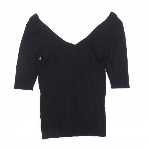 Next Women’s Black Slim Fit V-Neck Knit Blouse Size 8