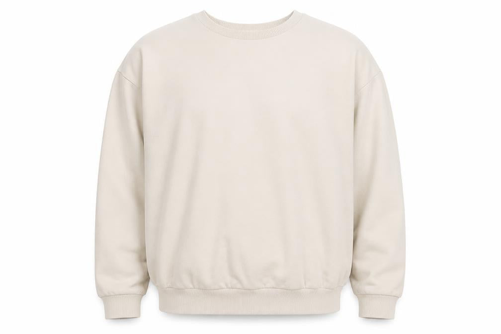 Front view of ASOS Men’s Beige Graphic Print Sweatshirt L Pullover Crew Neck