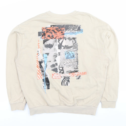 ASOS Men’s Beige Graphic Print Sweatshirt L Pullover Crew Neck