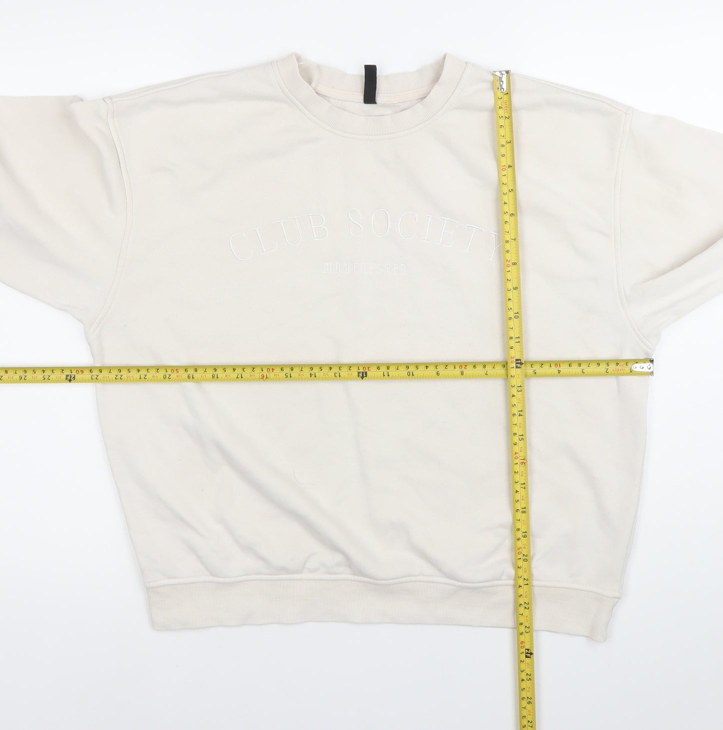 H&M Women’s Ivory Sweatshirt Size 12 Crew Neck Pullover Logo