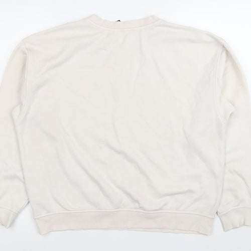 H&M Women’s Ivory Sweatshirt Size 12 Crew Neck Pullover Logo