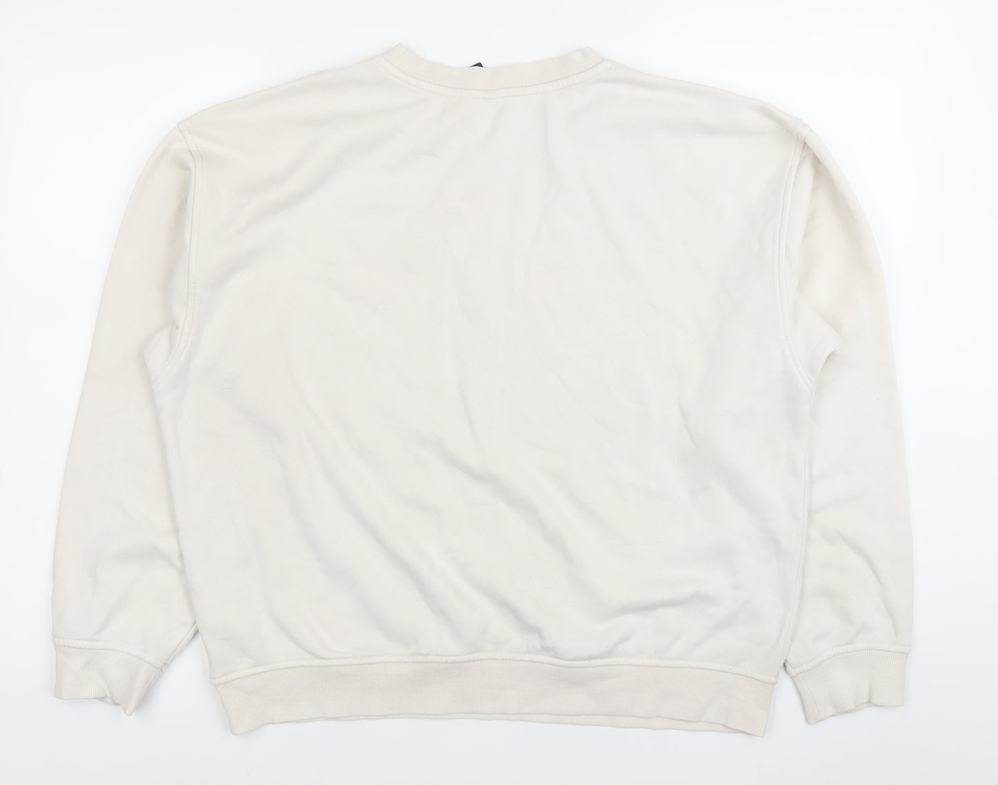 H&M Women’s Ivory Sweatshirt Size 12 Crew Neck Pullover Logo