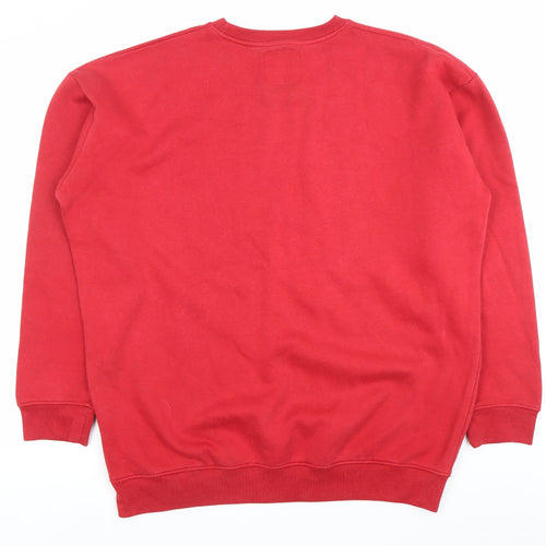 BoohooMAN Men's Red Logo Pullover Sweatshirt Size S Crew Neck