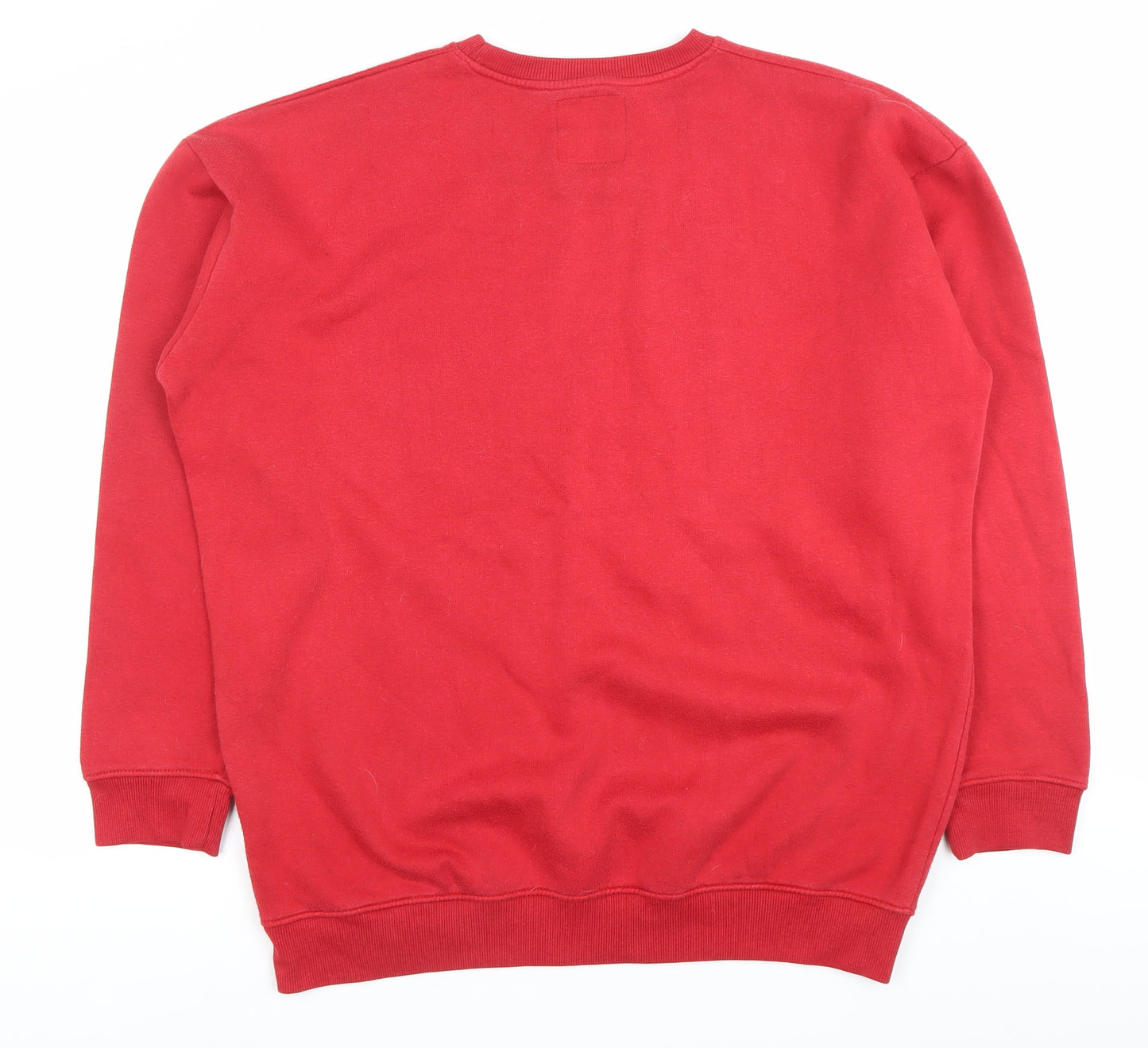 BoohooMAN Men's Red Logo Pullover Sweatshirt Size S Crew Neck