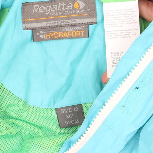 Regatta Women’s Blue Waterproof Rain Jacket Size 12 Hooded Outdoor Coat