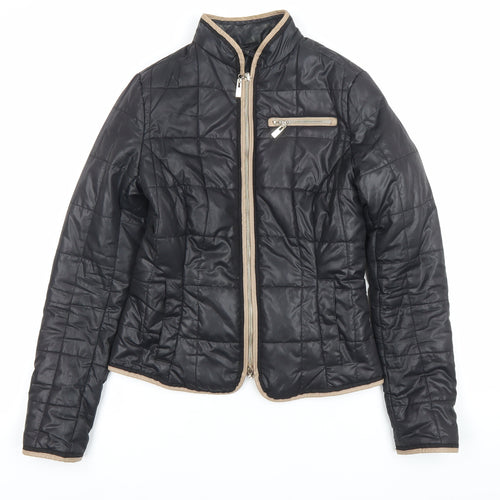 Mohito Womens Black Quilted Polyester Jacket Size 6 Full Zip