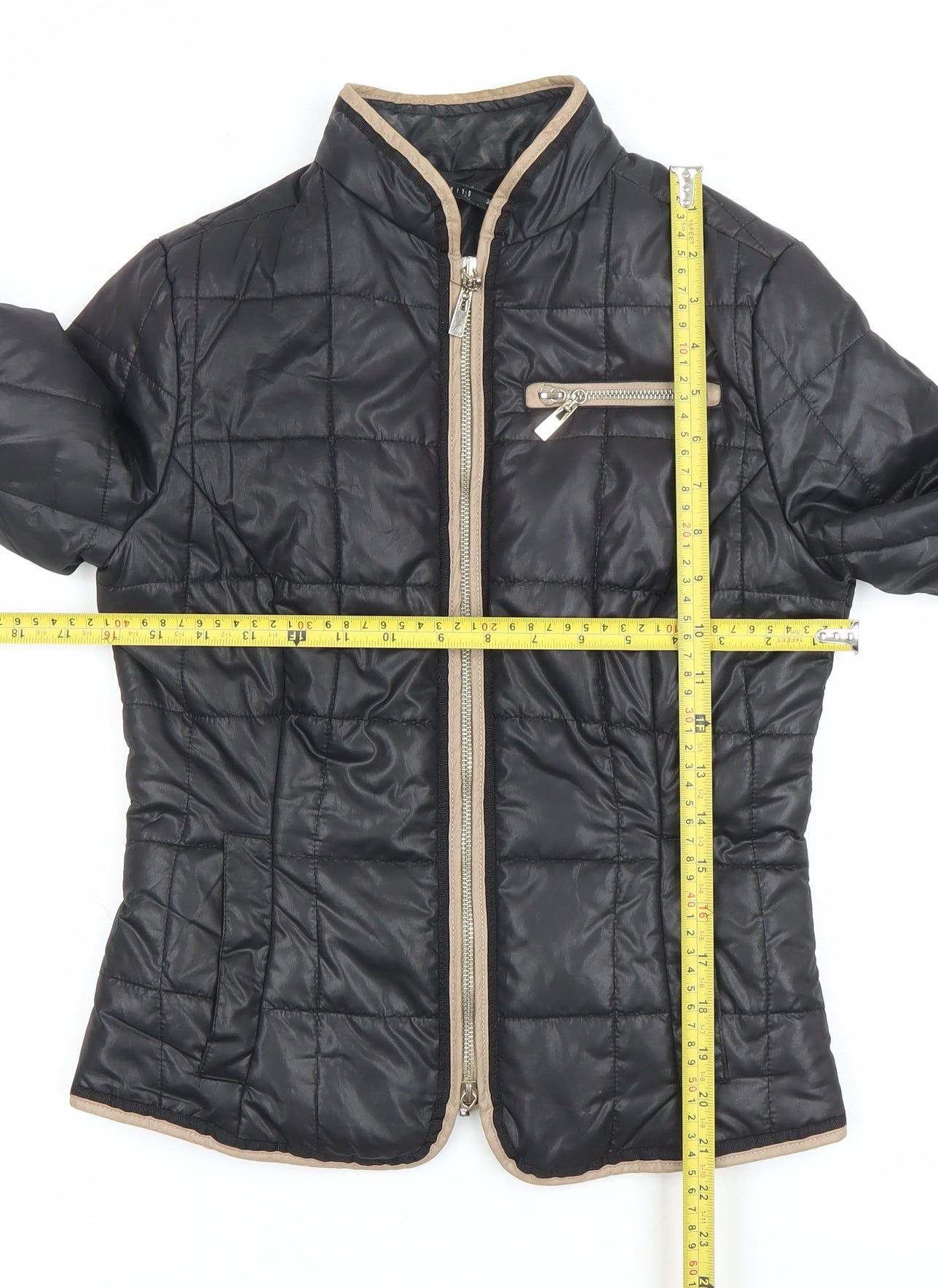 Mohito Womens Black Quilted Polyester Jacket Size 6 Full Zip