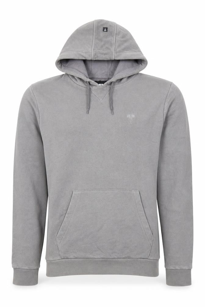Front view of IWINZZ Men’s Grey Pullover Hoodie Medium Cotton Blend Kangaroo Pocket