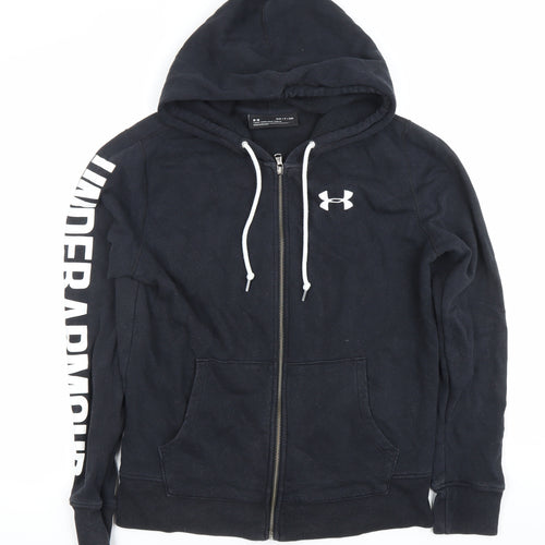 Under Armour Boys Black Full Zip Hoodie Sweatshirt Size S Logo Hooded