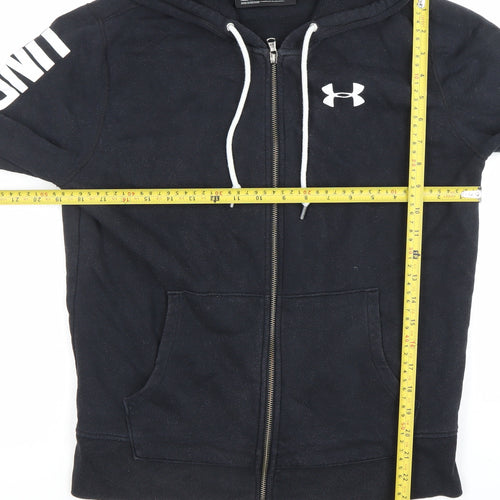 Under Armour Boys Black Full Zip Hoodie Sweatshirt Size S Logo Hooded