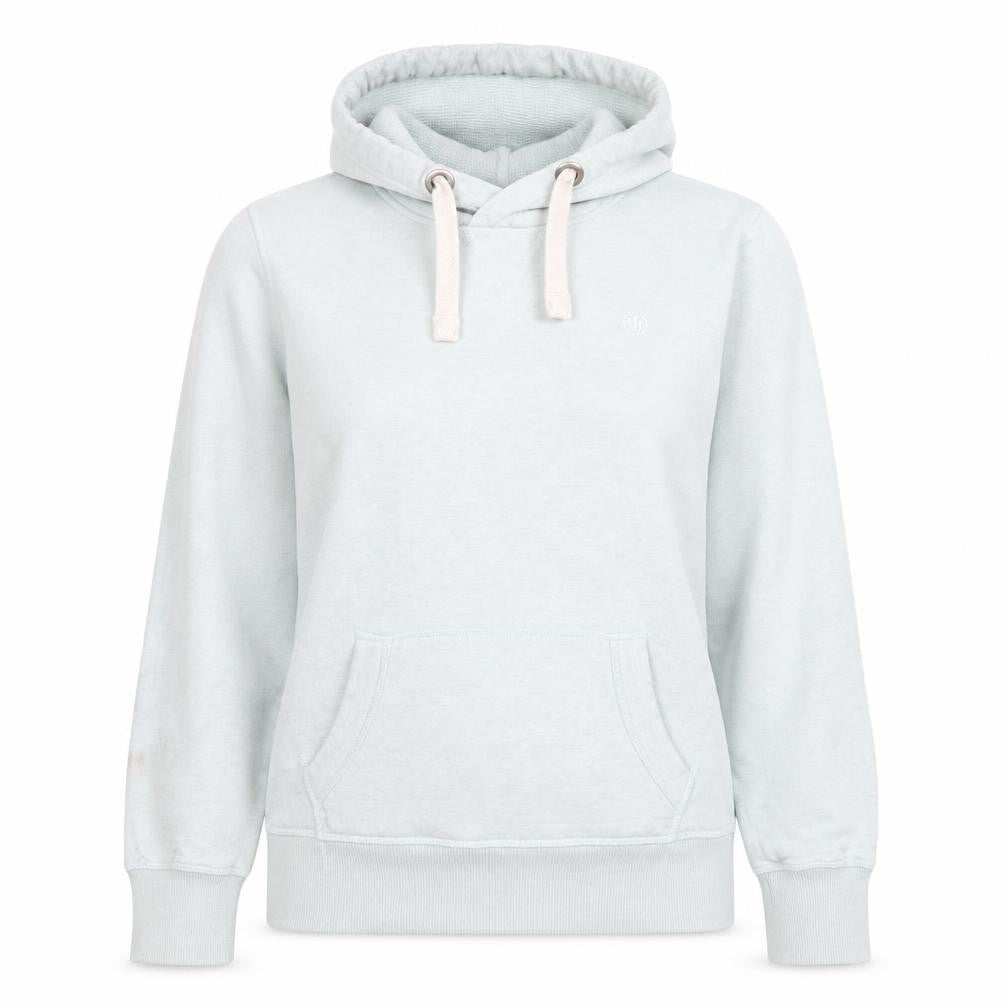 Front view of FatFace Women Blue Pullover Hoodie, size 12, Cotton Blend