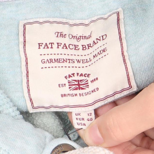 Fat Face Women Blue Pullover Hoodie Size 12 Cotton Blend