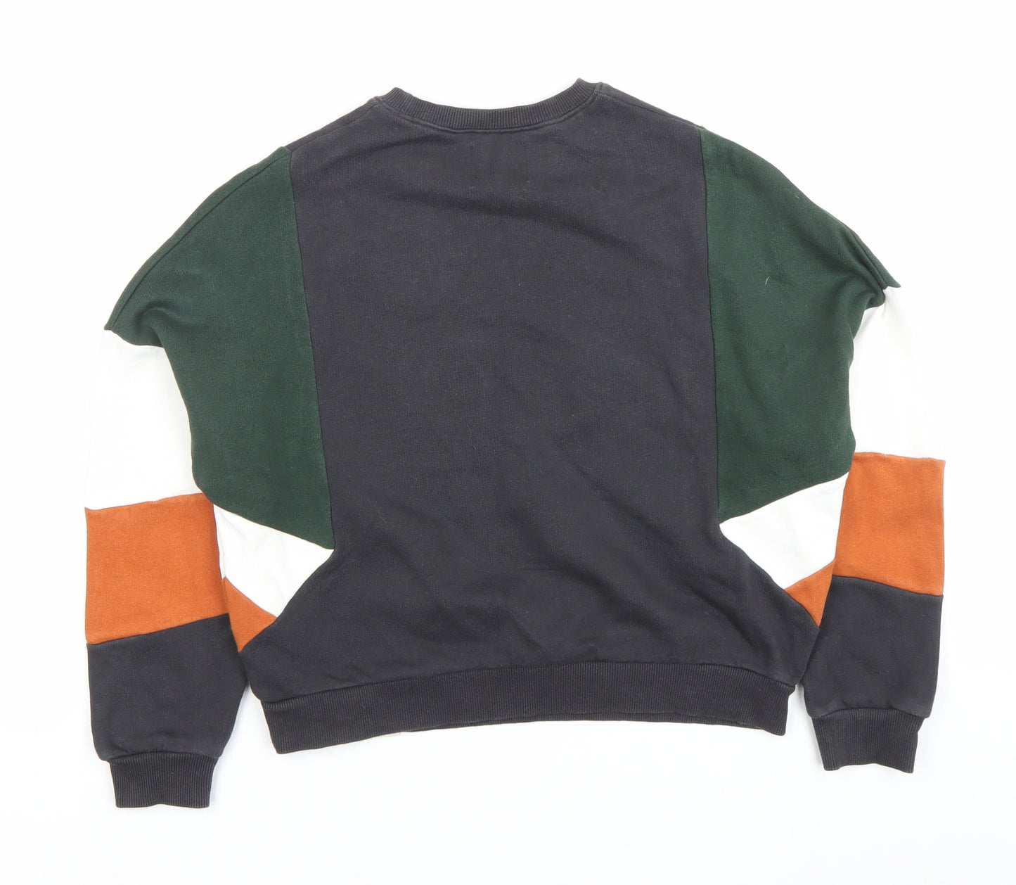 Pull&Bear Womens Sweatshirt XXS Black Colourblock Graphic Cotton